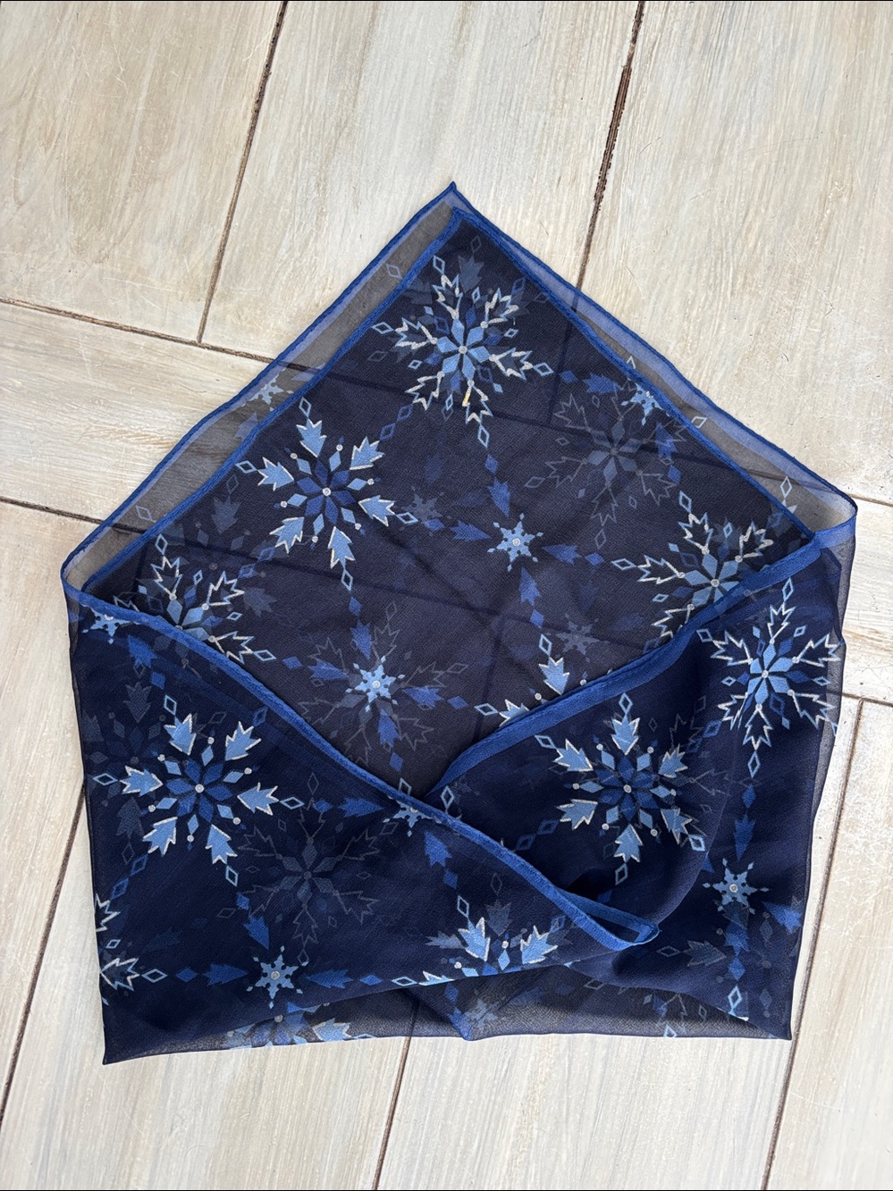 Talbots Navy Blue 100% Silk Scarf